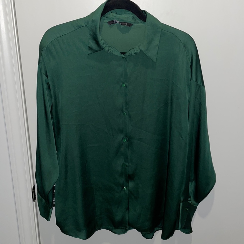 Green silk shirt